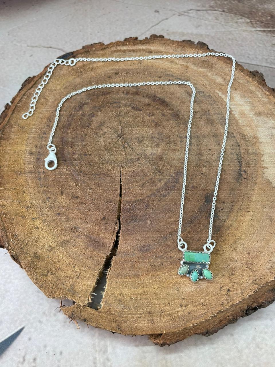 Handmade Sterling Silver Kingman Turquoise Necklace "Signed Nizhoni"