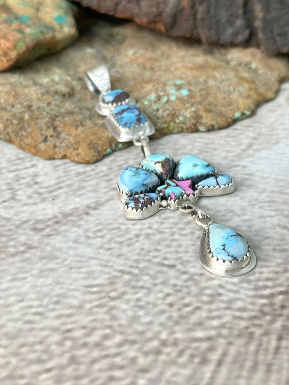 Handmade Sterling Silver Golden Hills with Cotton Candy Pendant "Signed Nizhoni"