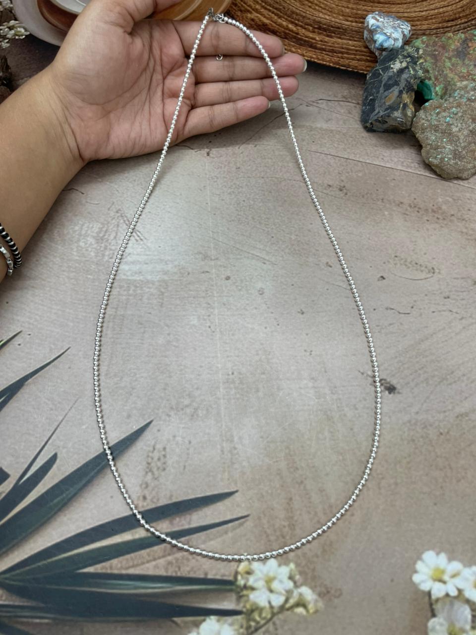 Handmade Sterling Silver Beaded Necklace "Signed Nizhoni"