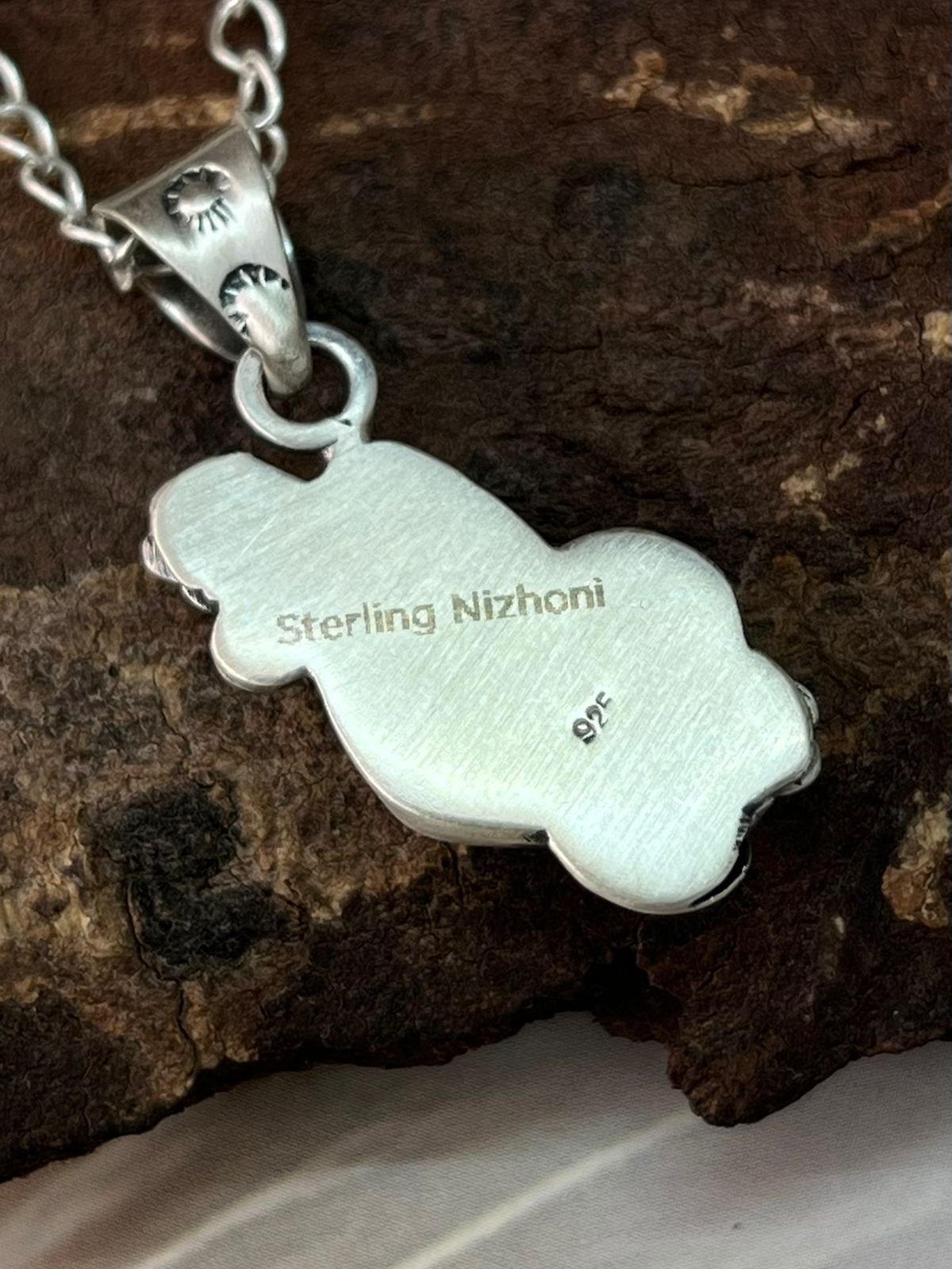 Handmade Sterling Silver Number 8 Turquoise Necklace "Signed Nizhoni"