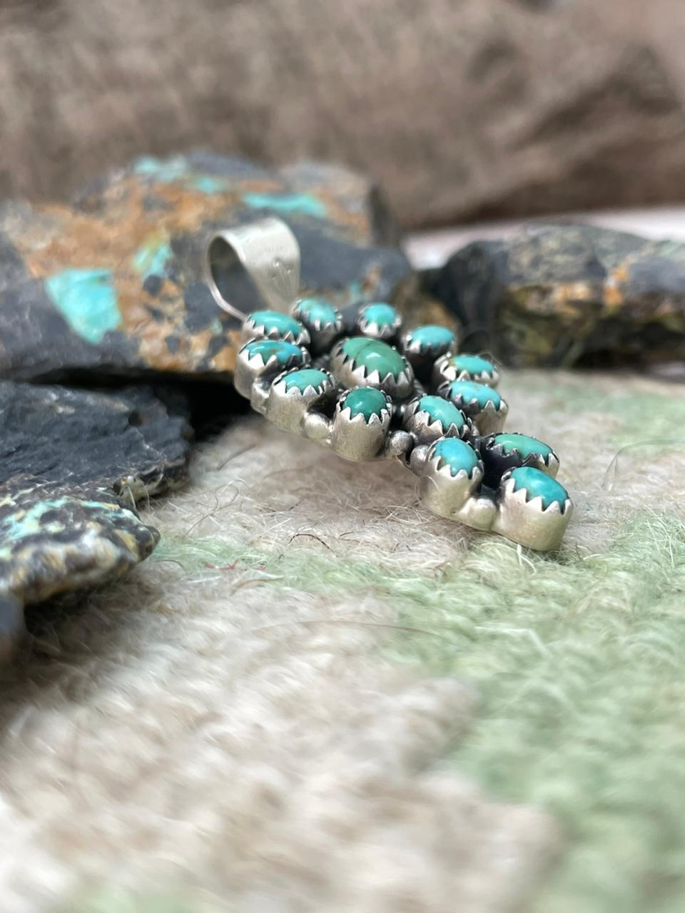 Handmade Sterling Silver Kingman Turquoise Pendant "Signed Nizhoni"