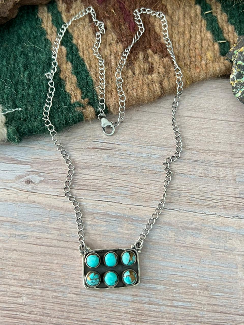Handmade Sterling Silver Mint Dahlia Collection: Necklace "Signed Nizhoni"