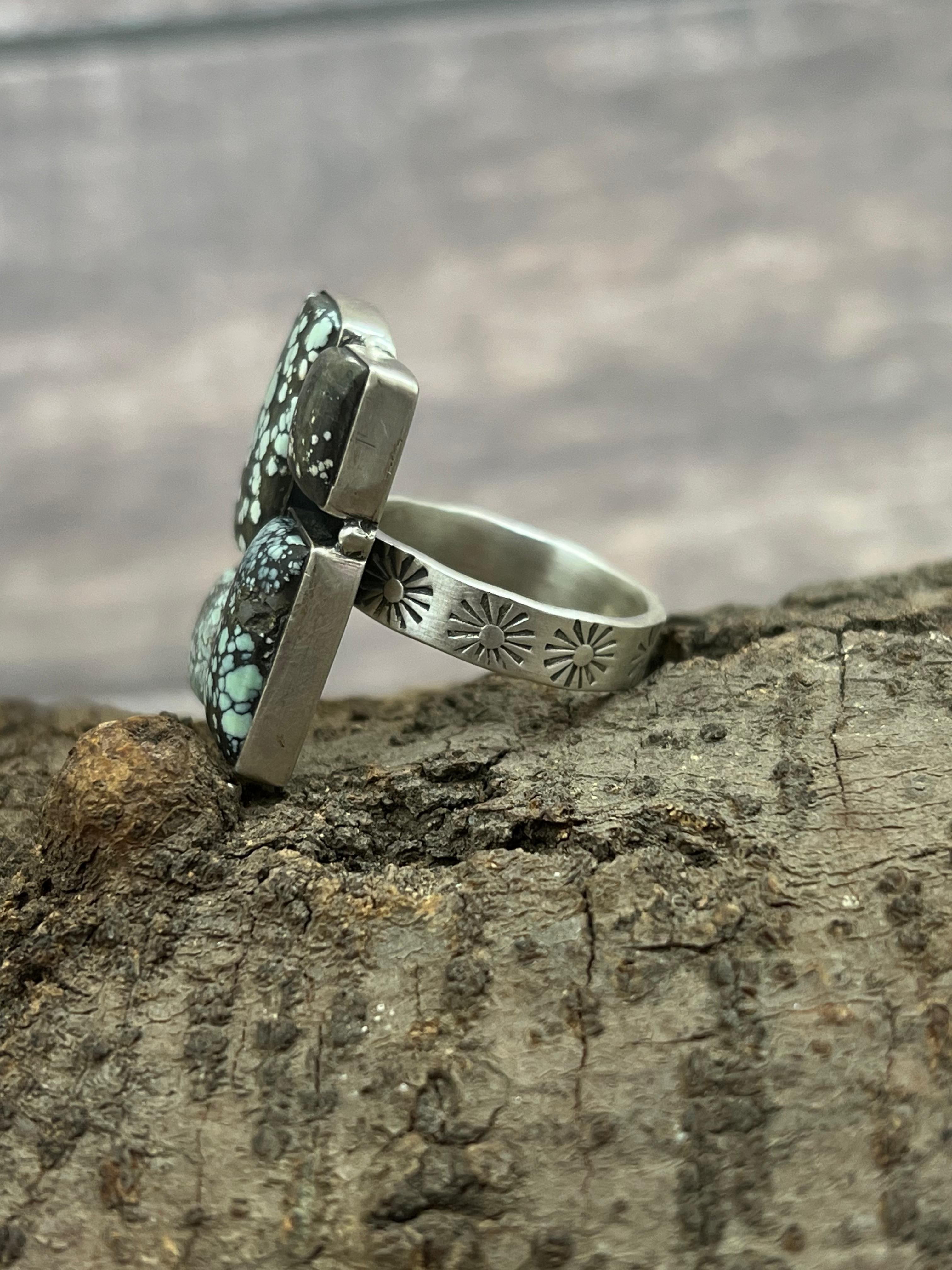 Handmade Sterling Silver Starfox Variscite Adjustable Ring Signed Nizhoni