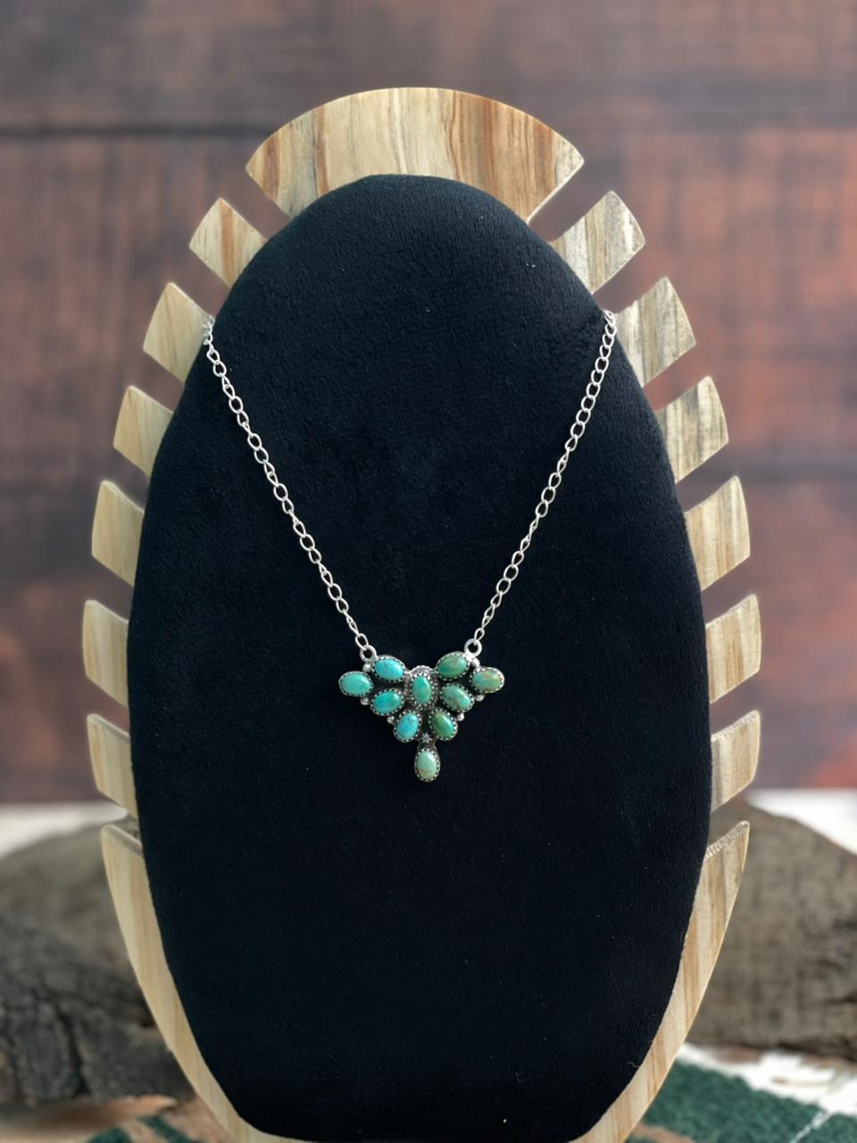 Handmade Sterling Silver Kingman Turquoise Necklace "Signed Nizhoni"