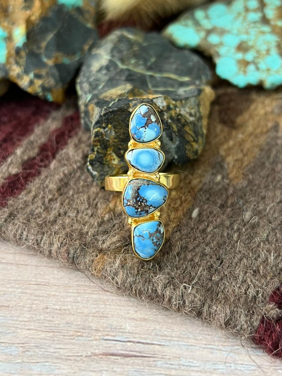 “The Golden Collection” Natural Golden Hills Turquoise Adjustable Ring
