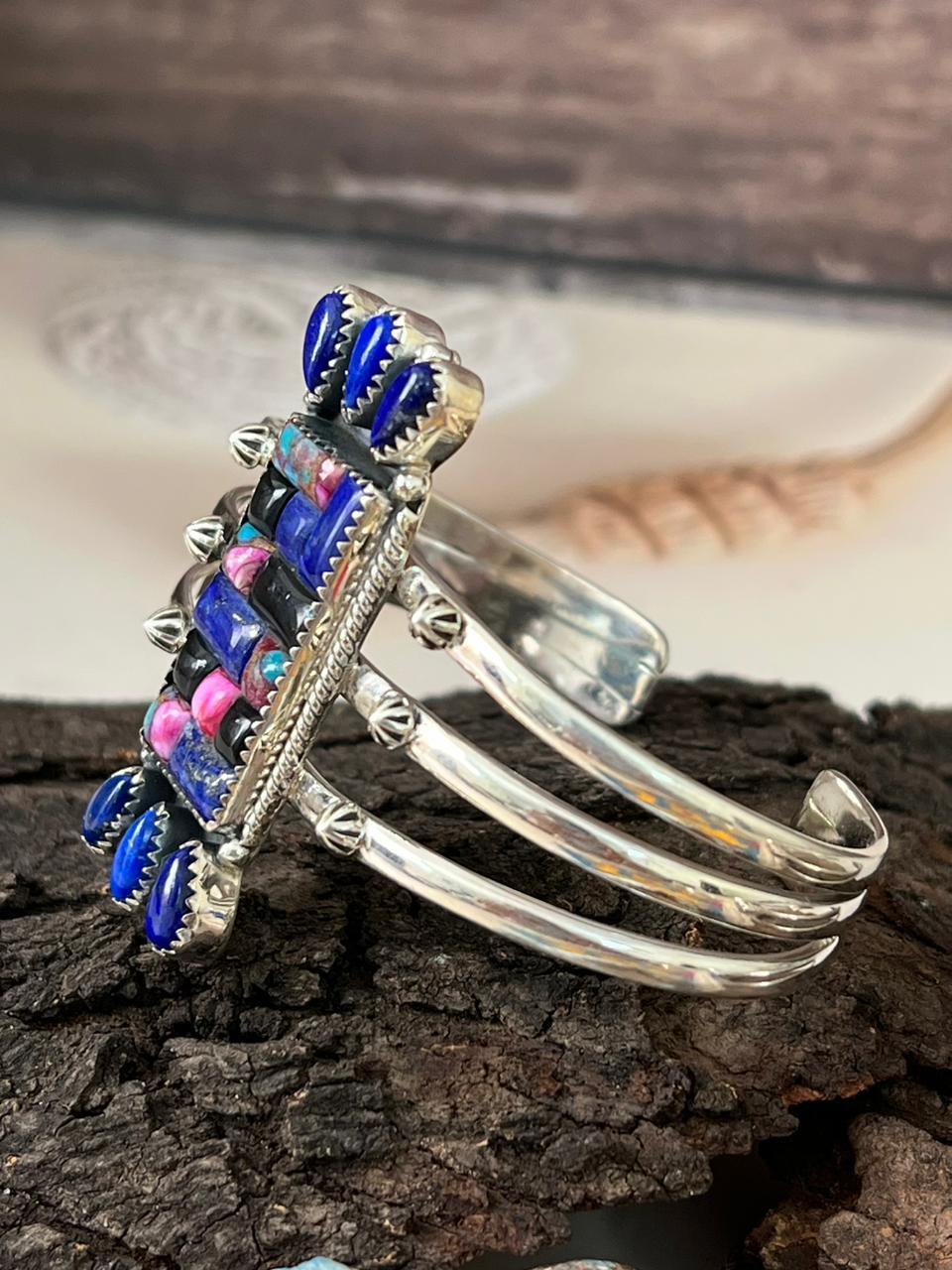 Handmade Sterling Silver Cobblestone Cuff Bracelet "Signed Nizhoni"