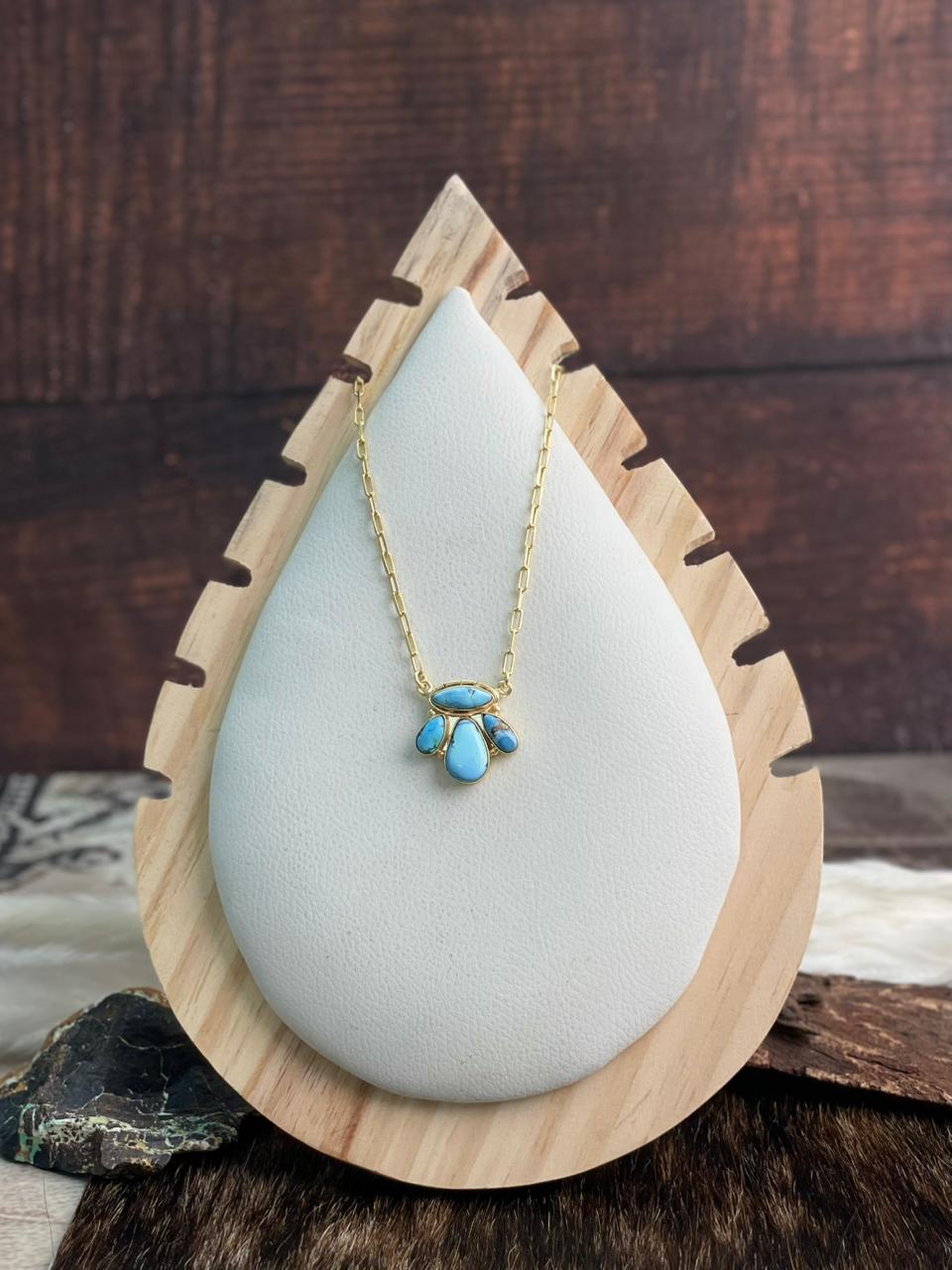 “The Golden Collection” Backroads Handmade Natural Golden Hills Turquoise Gold Plated Necklace