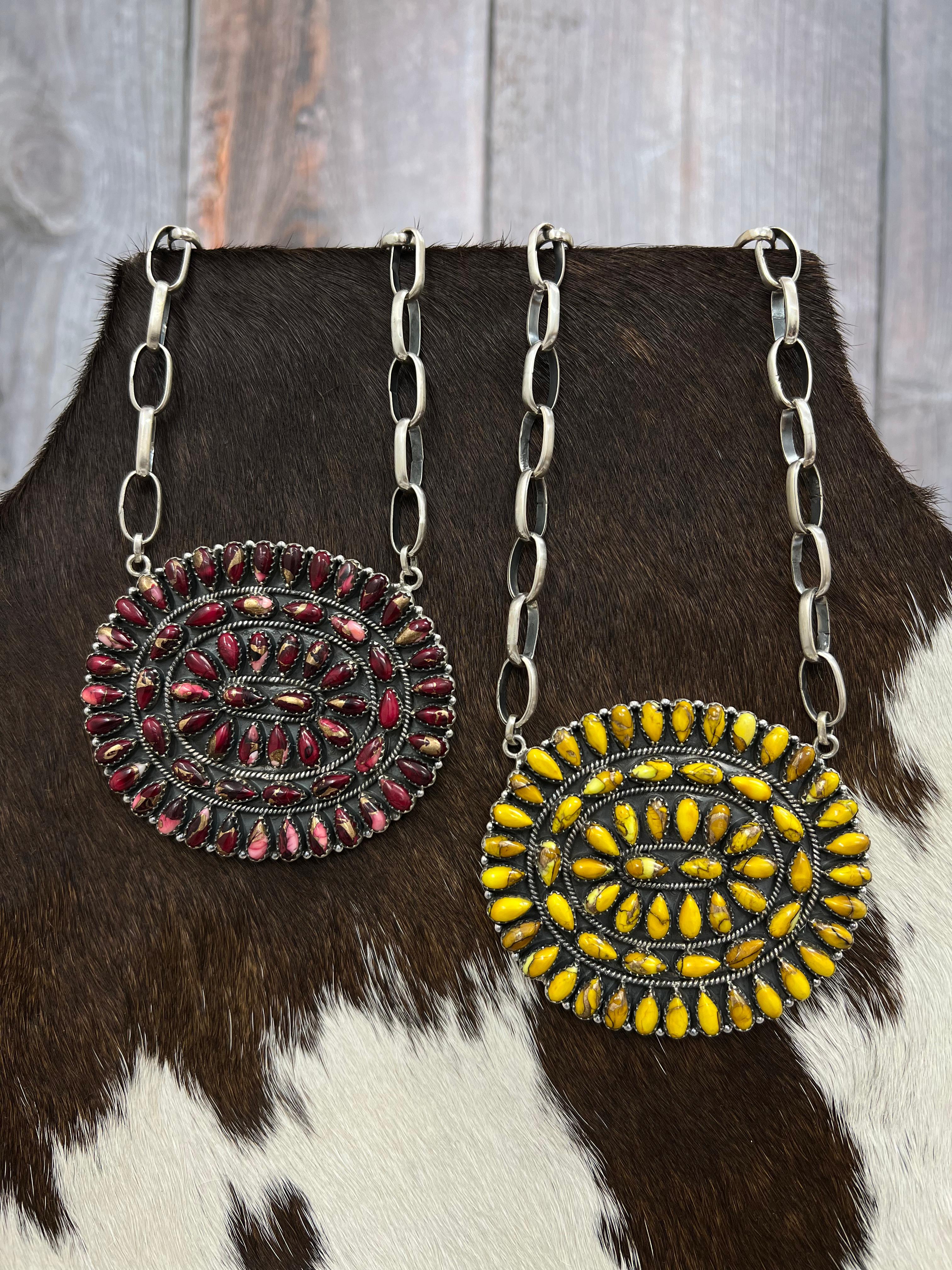 Handmade Sterling Silver Dahlia Rose, Honey Dahlia Necklace, Signed Nizhoni