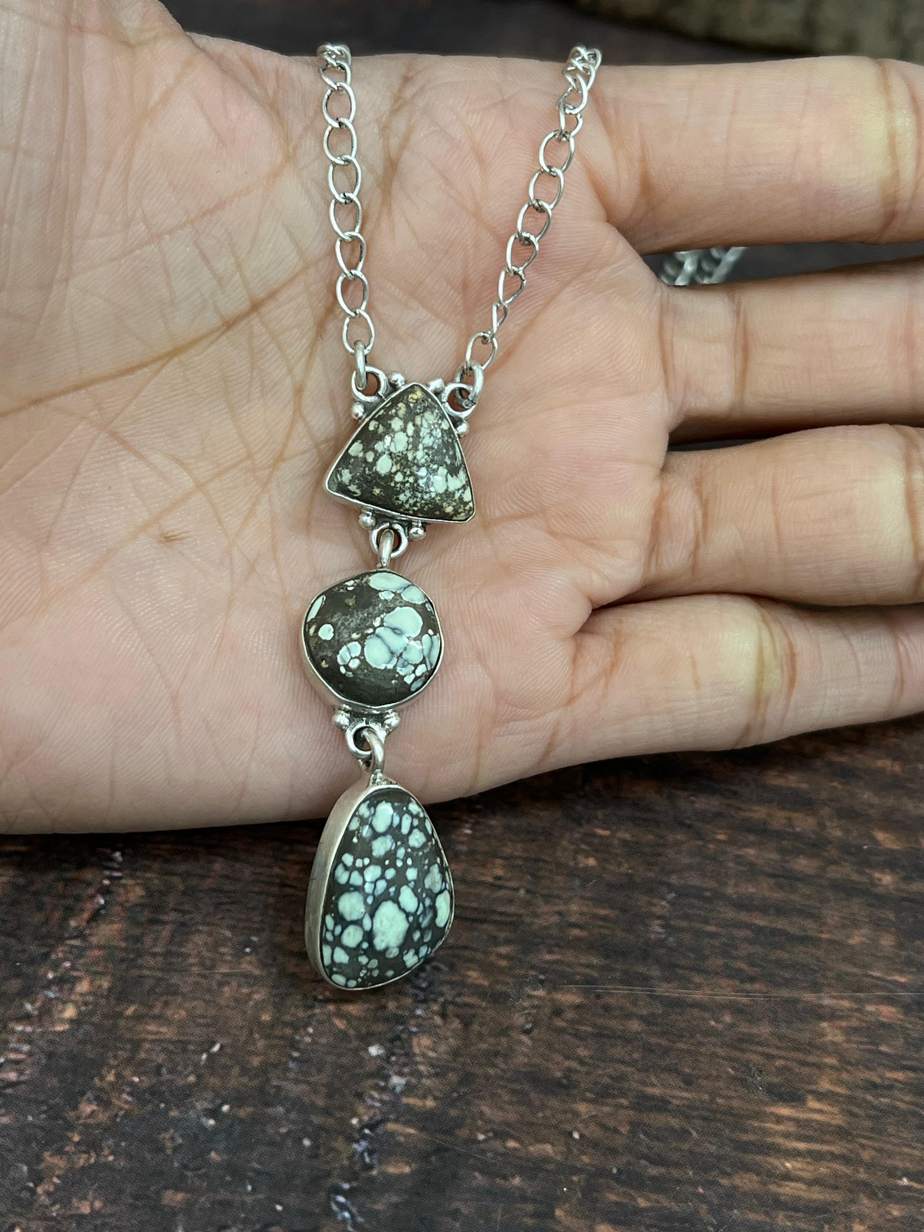 Handmade Sterling Silver Starfox Variscite Necklace Signed Nizhoni