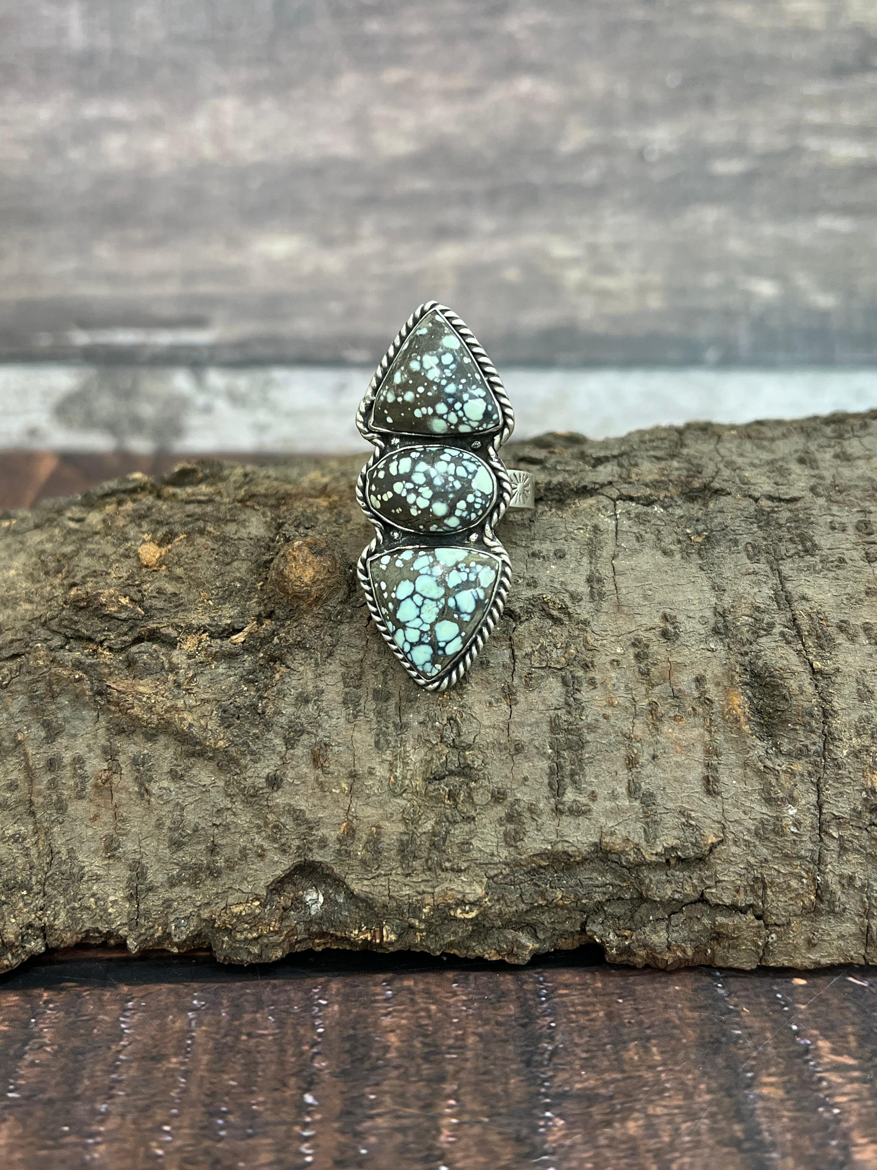 Handmade Sterling Silver Starfox Variscite Adjustable Ring Signed Nizhoni