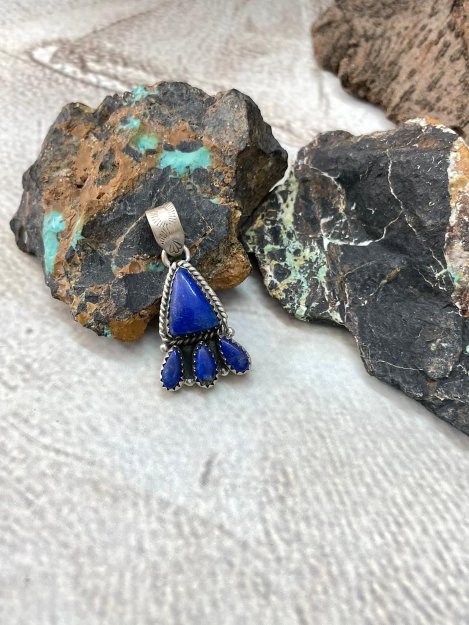 Handmade Sterling Silver Lapis Pendant "Signed Nizhoni"