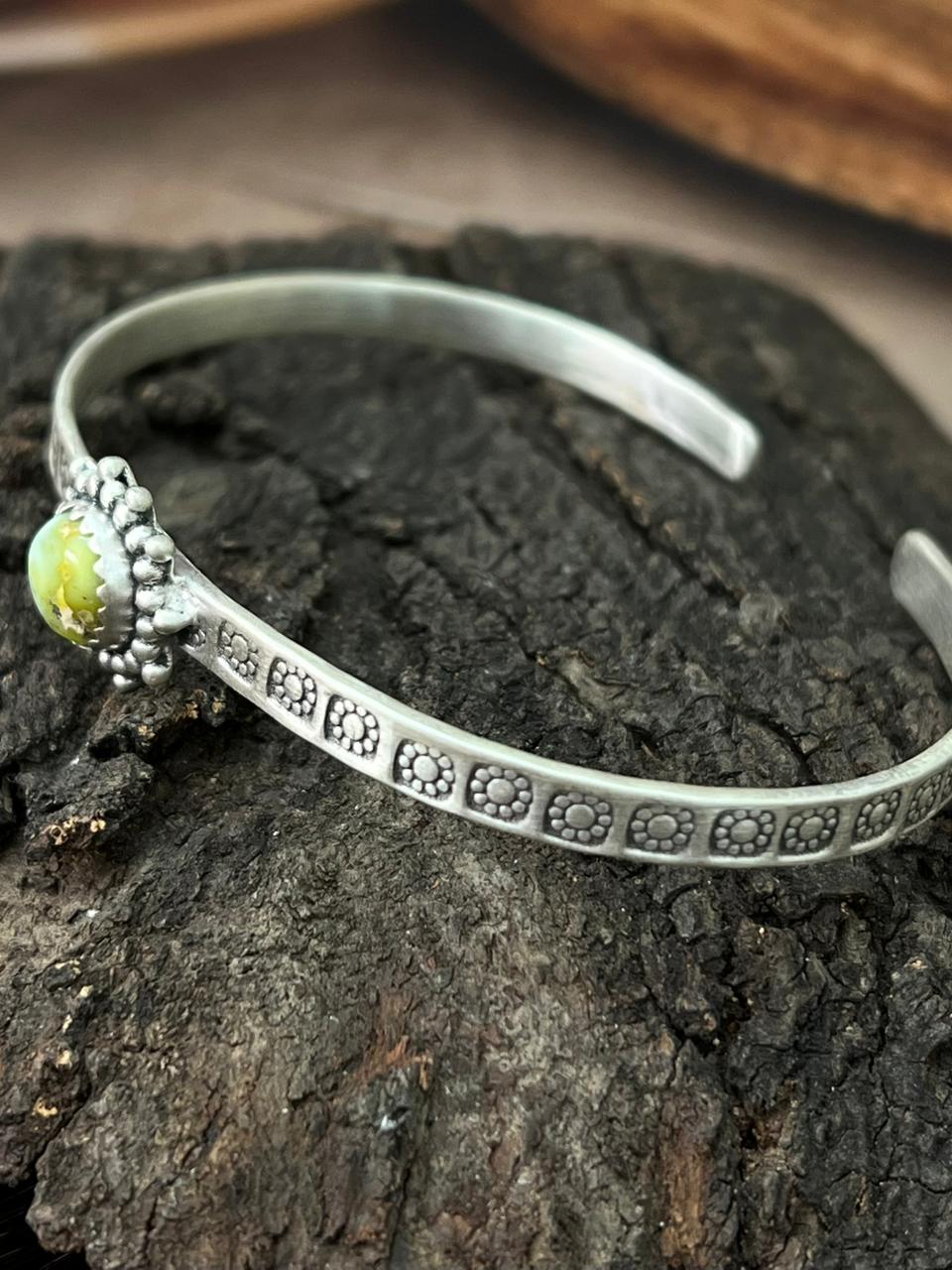 Handmade Sterling Silver Palomino Turquoise Cuff Bracelet "Signed Nizhoni"