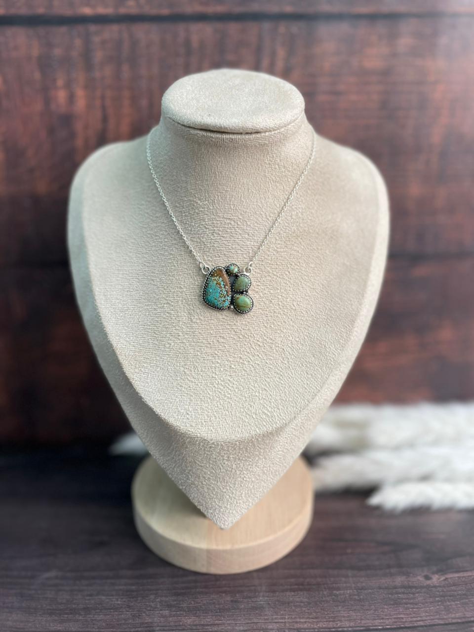 Handmade Sterling Silver Royston Ribbon Turquoise Necklace "Signed Nizhoni"