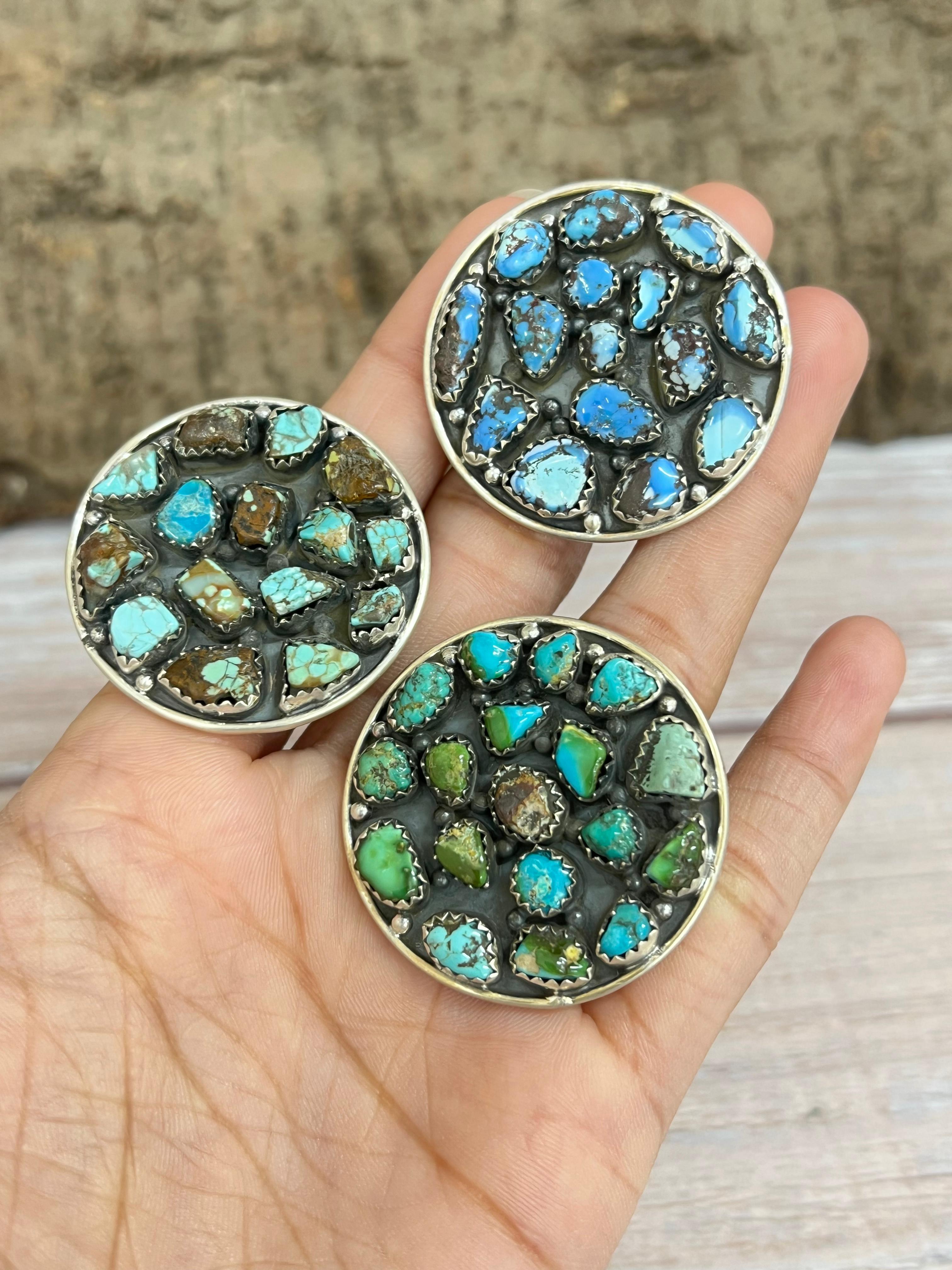 Handmade Sterling Silver Golden Hills, Number 8, Sonoran Mountain Turquoise Adjustable Ring with Signed Nizhoni