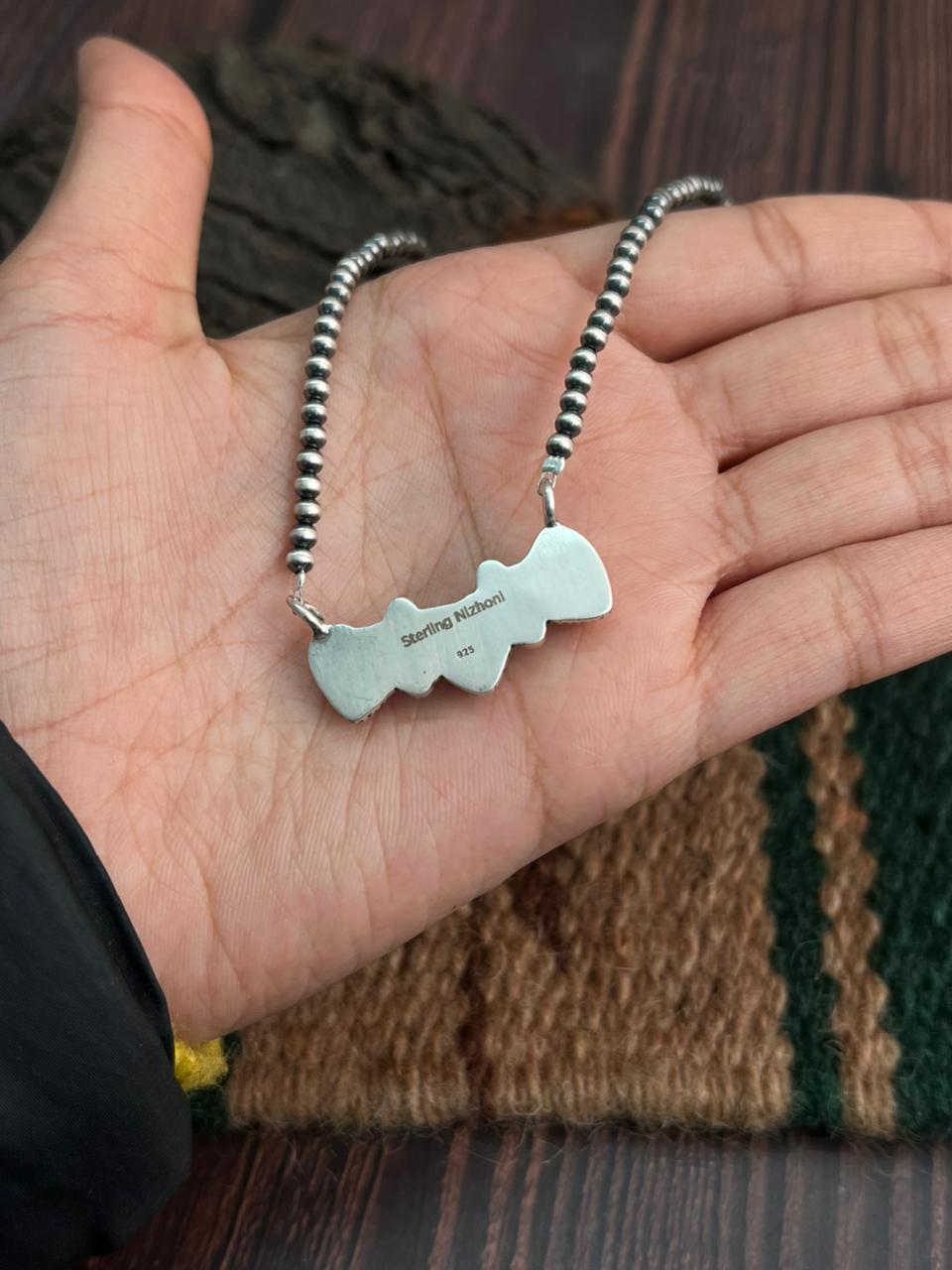 "Heart Collection" Handmade Sterling Silver Beaded Cotton Candy Necklace "Signed Nizhoni"