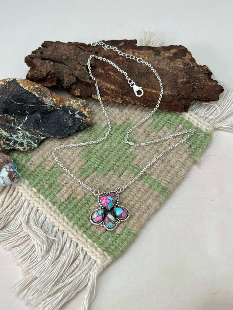 Handmade Sterling Silver Cotton Candy Necklace "Signed Nizhoni"