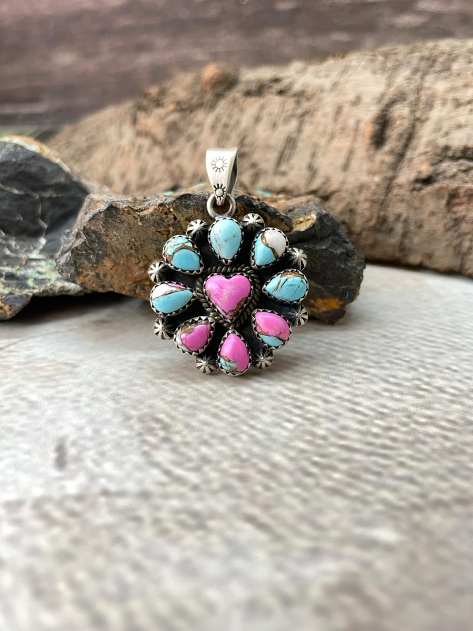 Handmade Sterling Silver Cotton Candy Pendant "Signed Nizhoni"