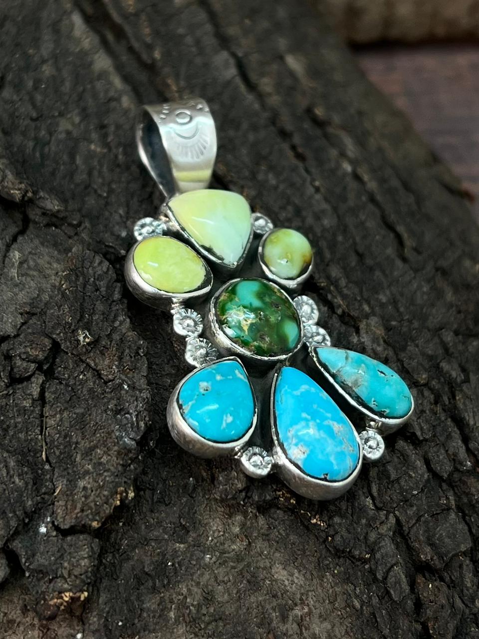 Handmade Sterling Silver Sonoran, White Water, Palomino Pendant "Signed Nizhoni"