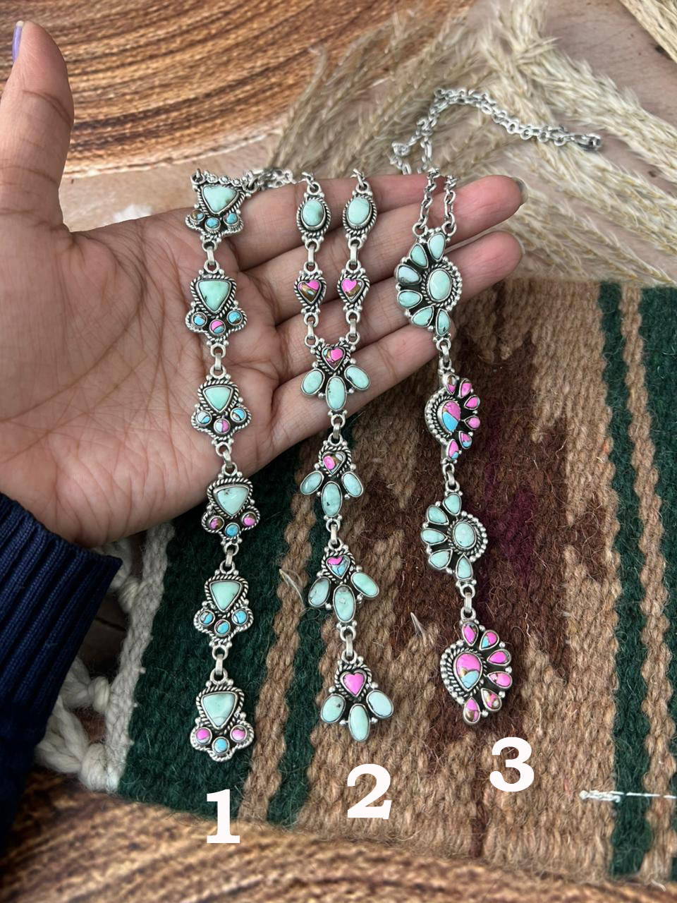 Handmade Sterling Silver Cotton Candy with Paloma Necklace "Signed Nizhoni"
