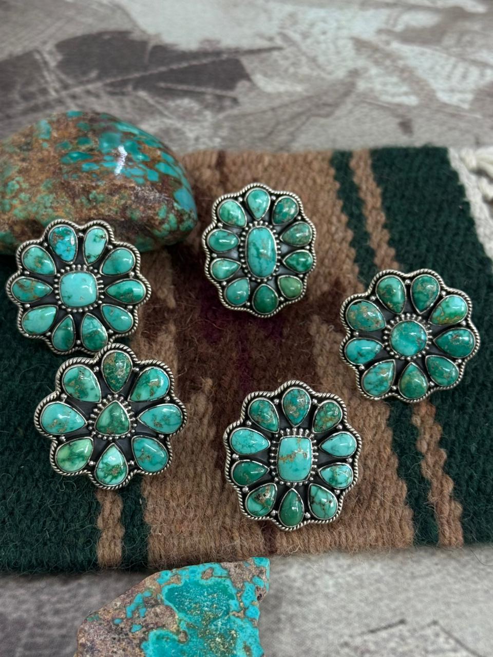 Handmade Sterling Silver Emerald Valley Adjustable Ring "Singed Nizhoni"