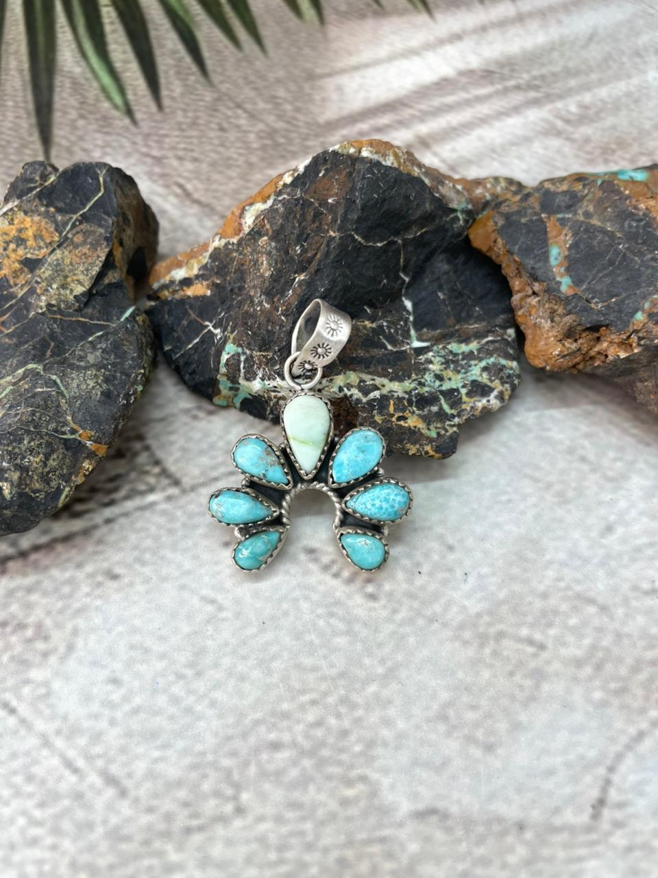 Handmade Sterling Silver Palomino with White Water Pendant "Signed Nizhoni"