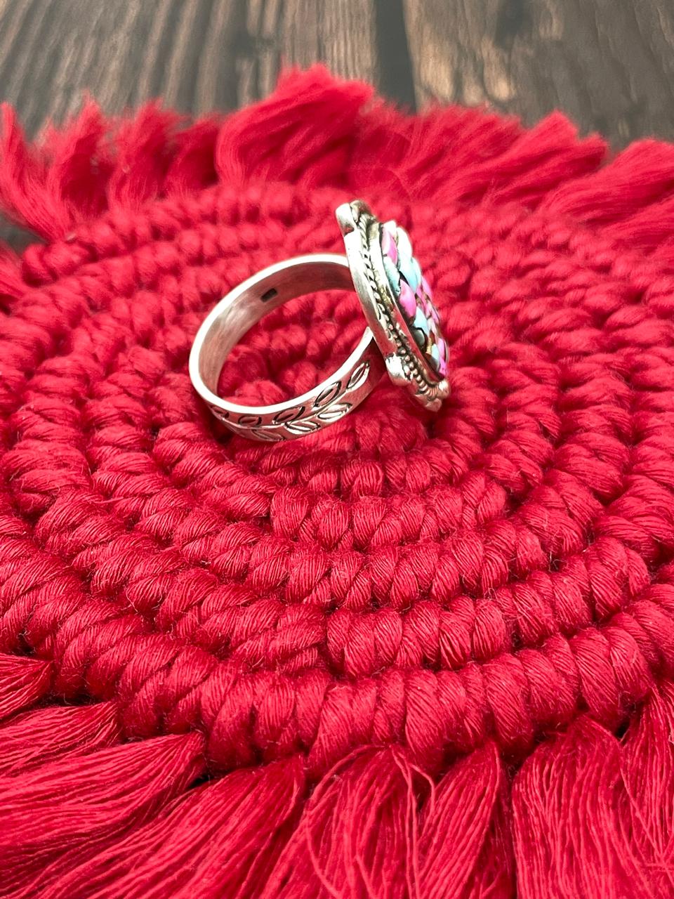 Handmade Sterling Silver Cotton Candy Adjustable Ring "Signed Nizhoni"