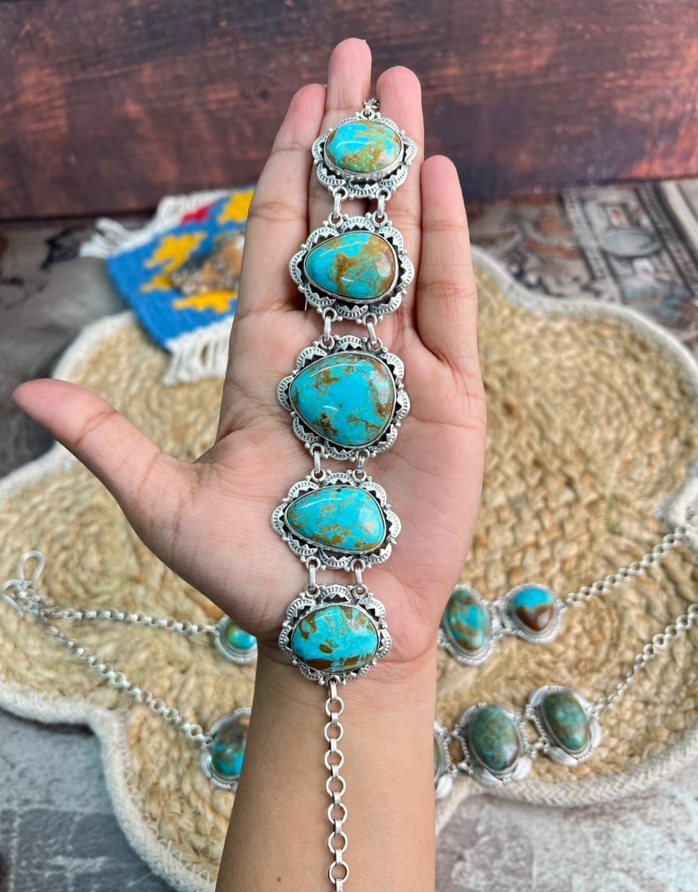 Handmade Sterling Silver Royston Turquoise Necklace "Signed Nizhoni"