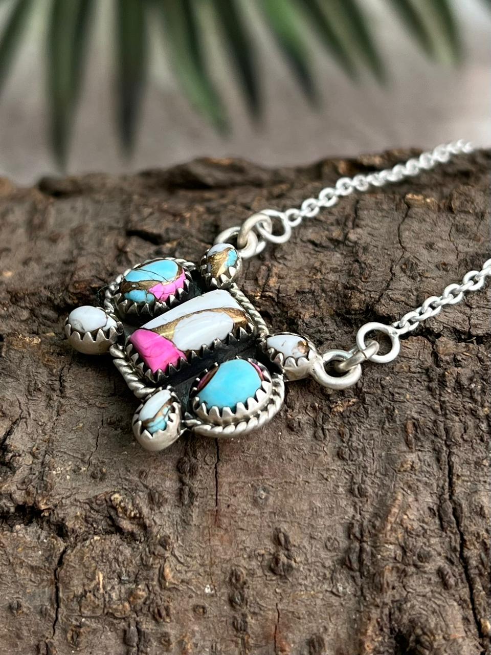 Handmade Sterling Silver Cotton Candy Necklace "Signed Nizhoni"