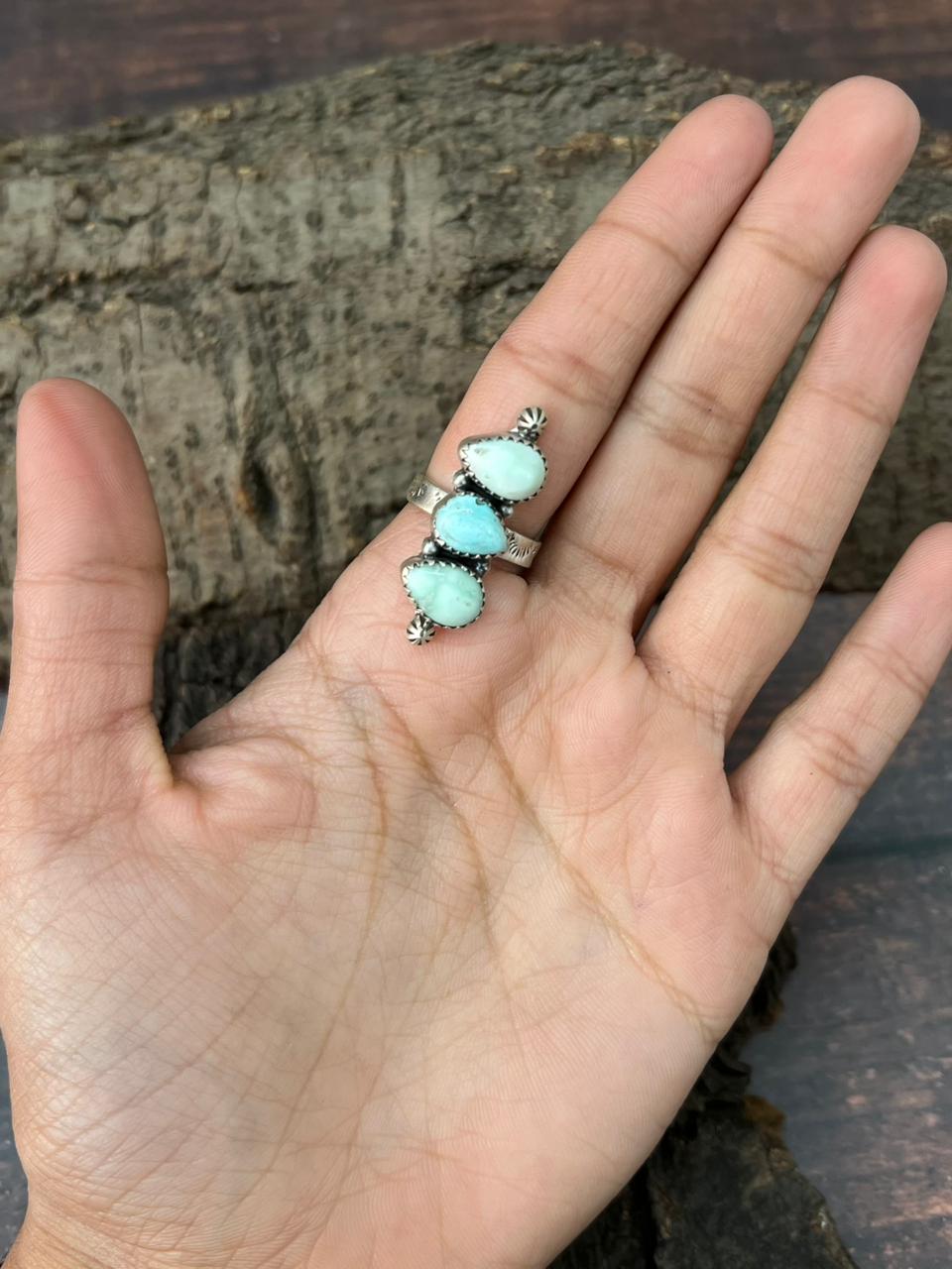 Handmade Sterling Silver White Water with Paloma Adjustable Ring "Signed Nizhoni"