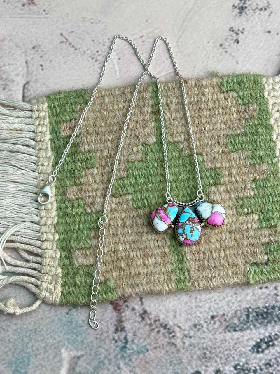 Handmade Sterling Silver Cotton Candy Necklace "Signed Nizhoni"