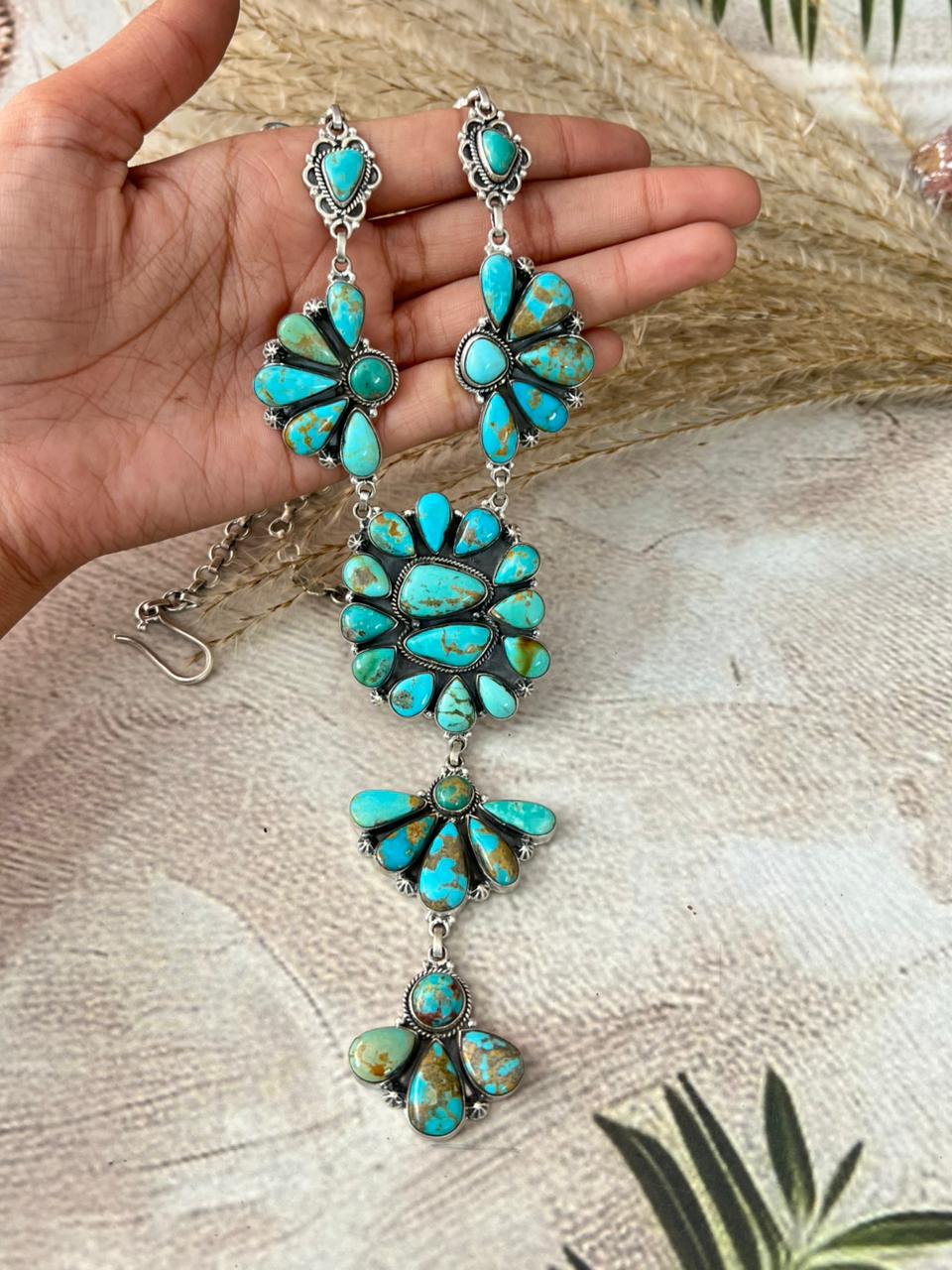 Handmade Sterling Silver Santa Maria Turquoise Choker Necklace "Signed Nizhoni"