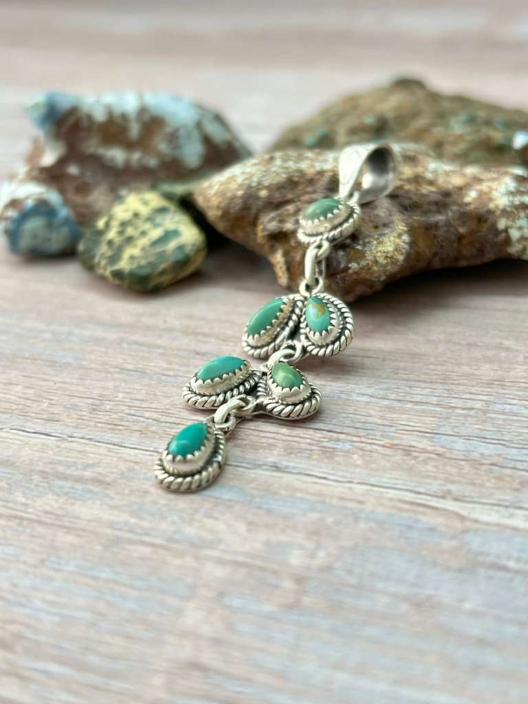 Handmade Sterling Silver Kingman Turquoise Pendant "Signed Nizhoni"