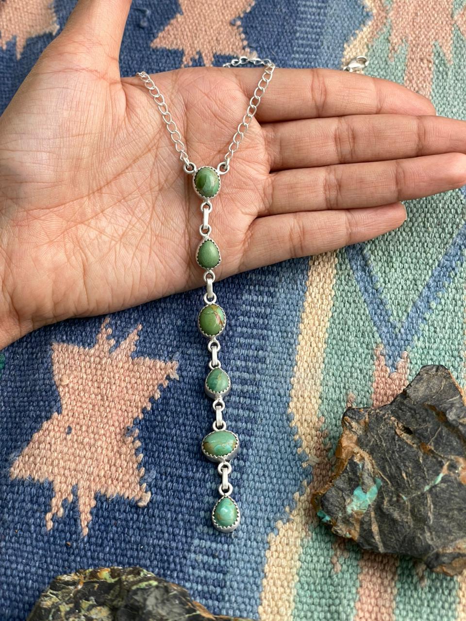 Handmade Sterling Silver Kingman Turquoise Necklace "Signed Nizhoni"