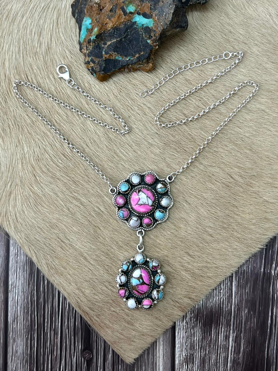 Handmade Sterling Silver Cotton Candy Necklace "Signed Nizhoni"