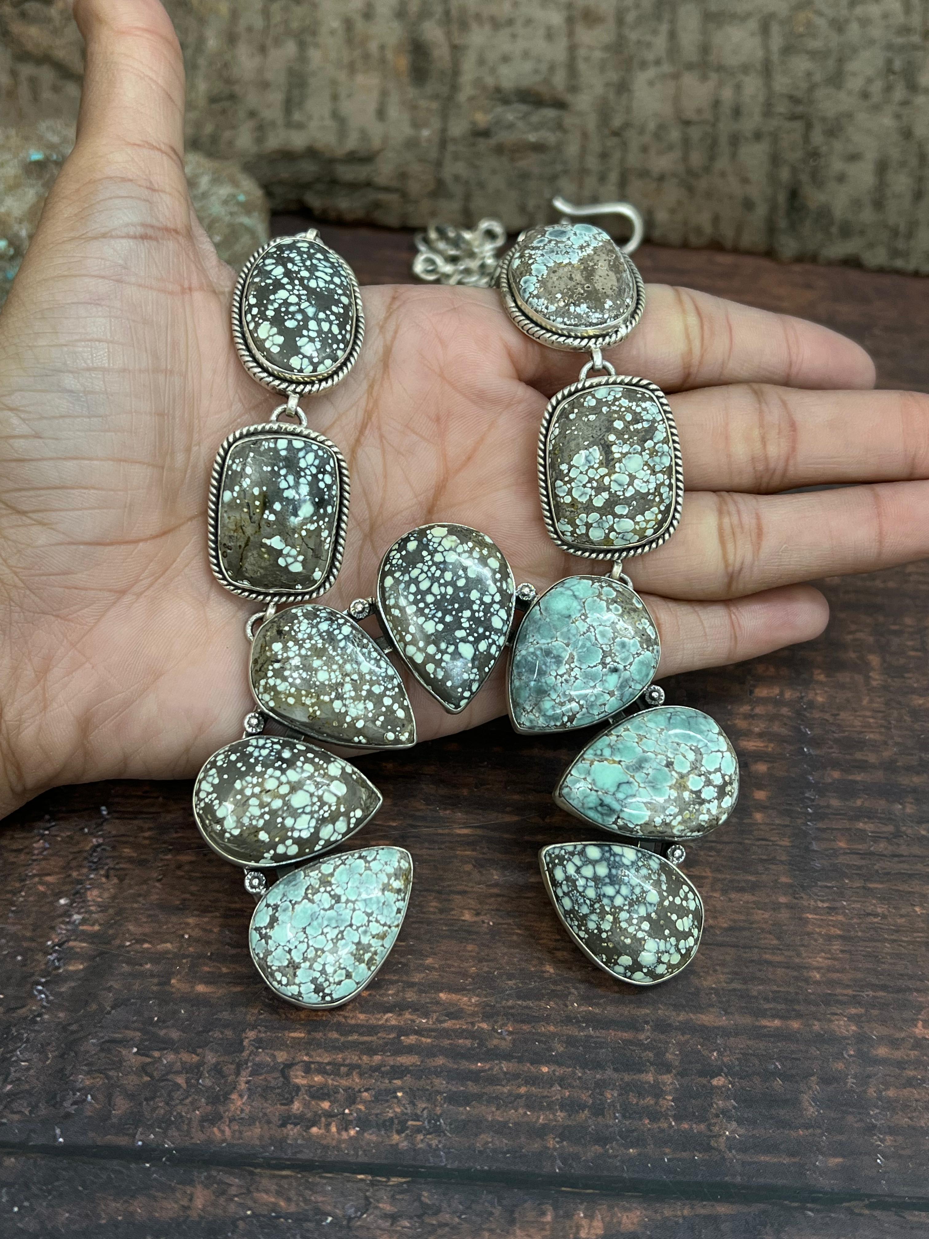 Handmade Sterling Silver Starfox Variscite Necklace Signed Nizhoni