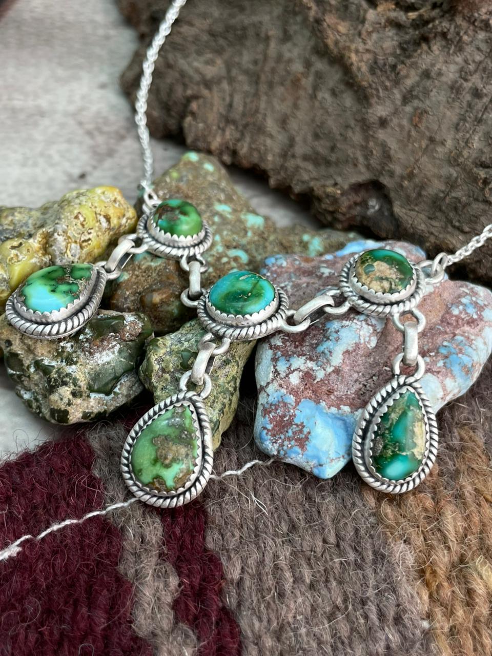 Handmade Sterling Silver Sonoran Mountain Turquoise Necklace "Signed Nizhoni"
