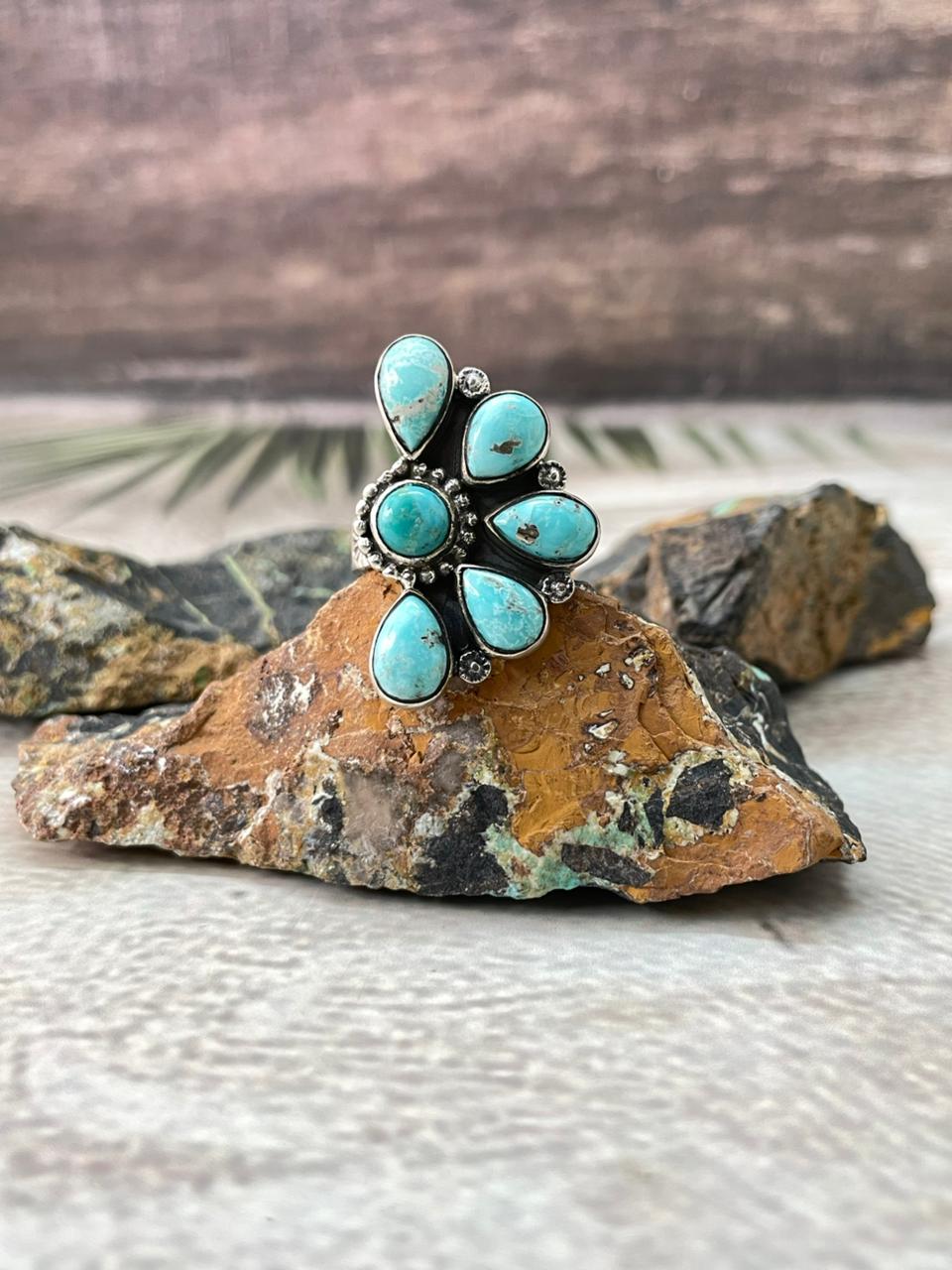 Handmade Sterling Silver White Water Adjustable Ring "Signed Nizhoni"