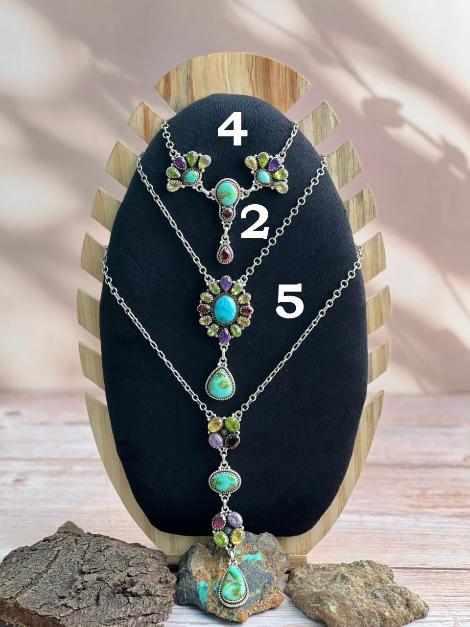 Handmade Sterling Silver Sonoran with Cut Stone Necklace "Signed Nizhoni"