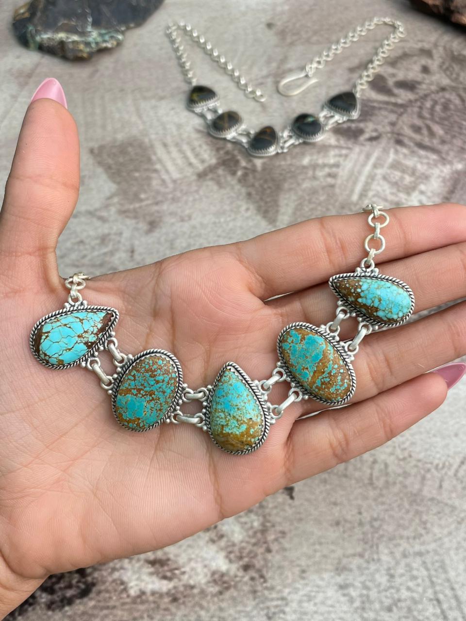 Handmade Sterling Silver Multi Stone Choker Necklace "Signed Nizhoni"
