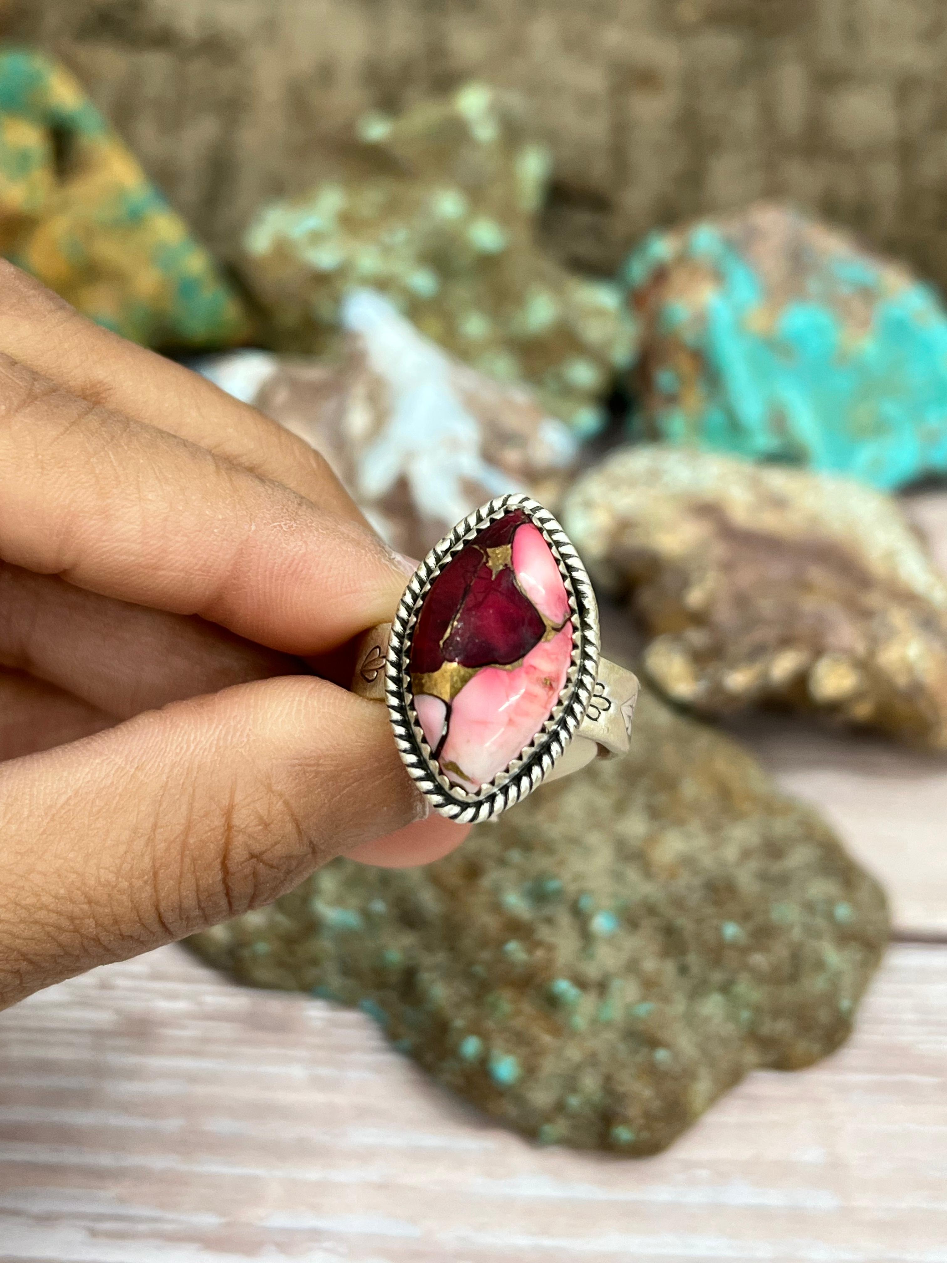 Handmade Sterling Silver Dahlia Rose Adjustable Ring with Signed Nizhoni