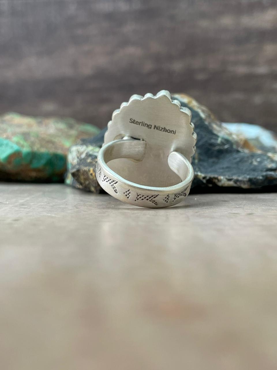 Handmade Sterling Silver Wildhorse Magnesite Adjustable Ring "Signed Nizhoni"