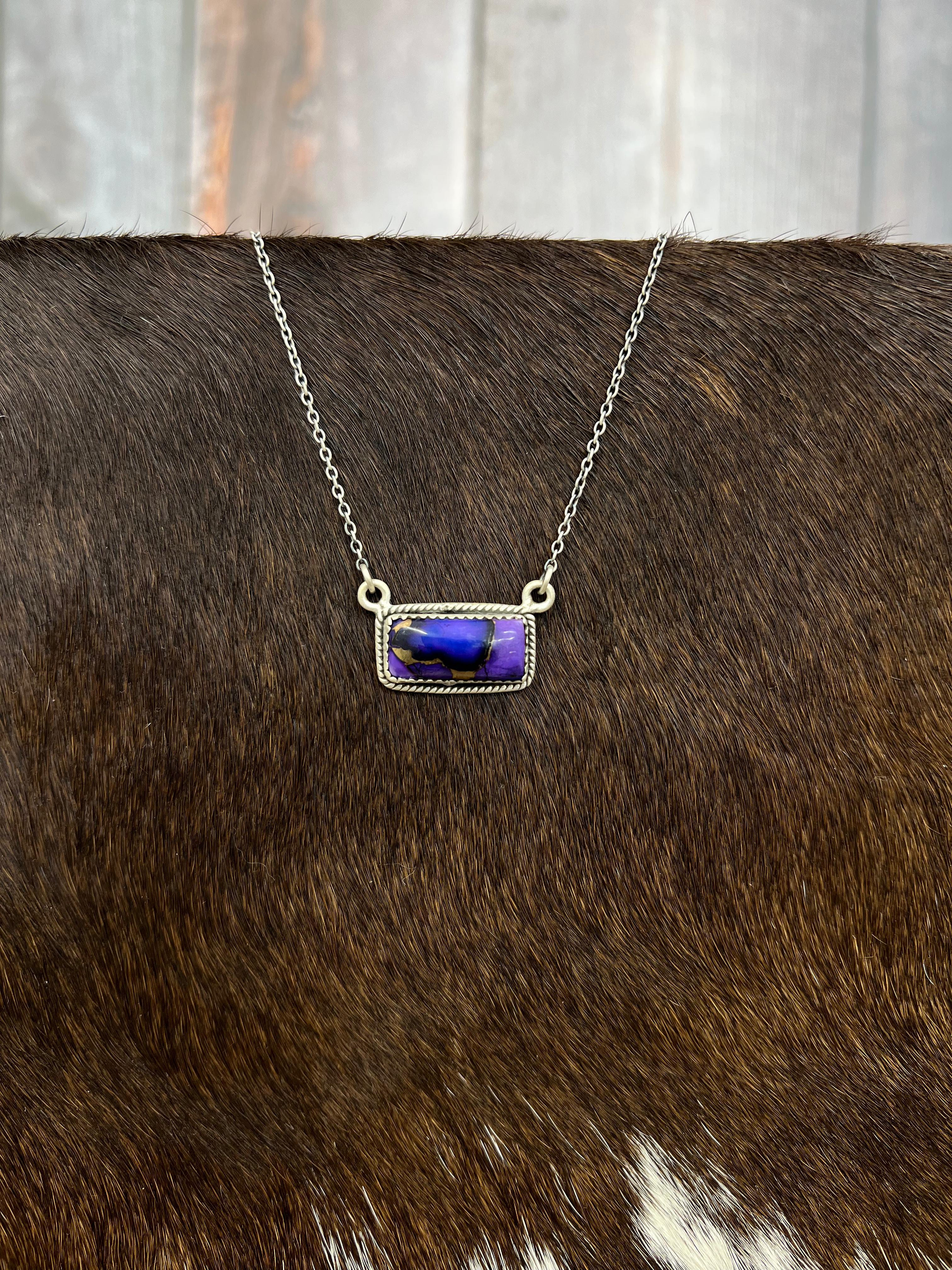 Handmade Sterling Silver Grape Dahlia Necklace with Signed Nizhoni