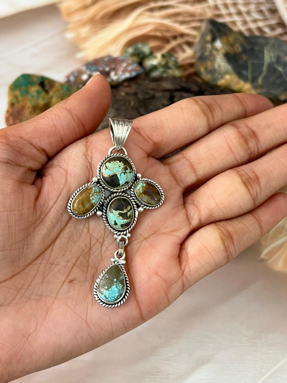 Handmade Sterling Silver Number 8 Turquoise Pendant "Signed Nizhoni"