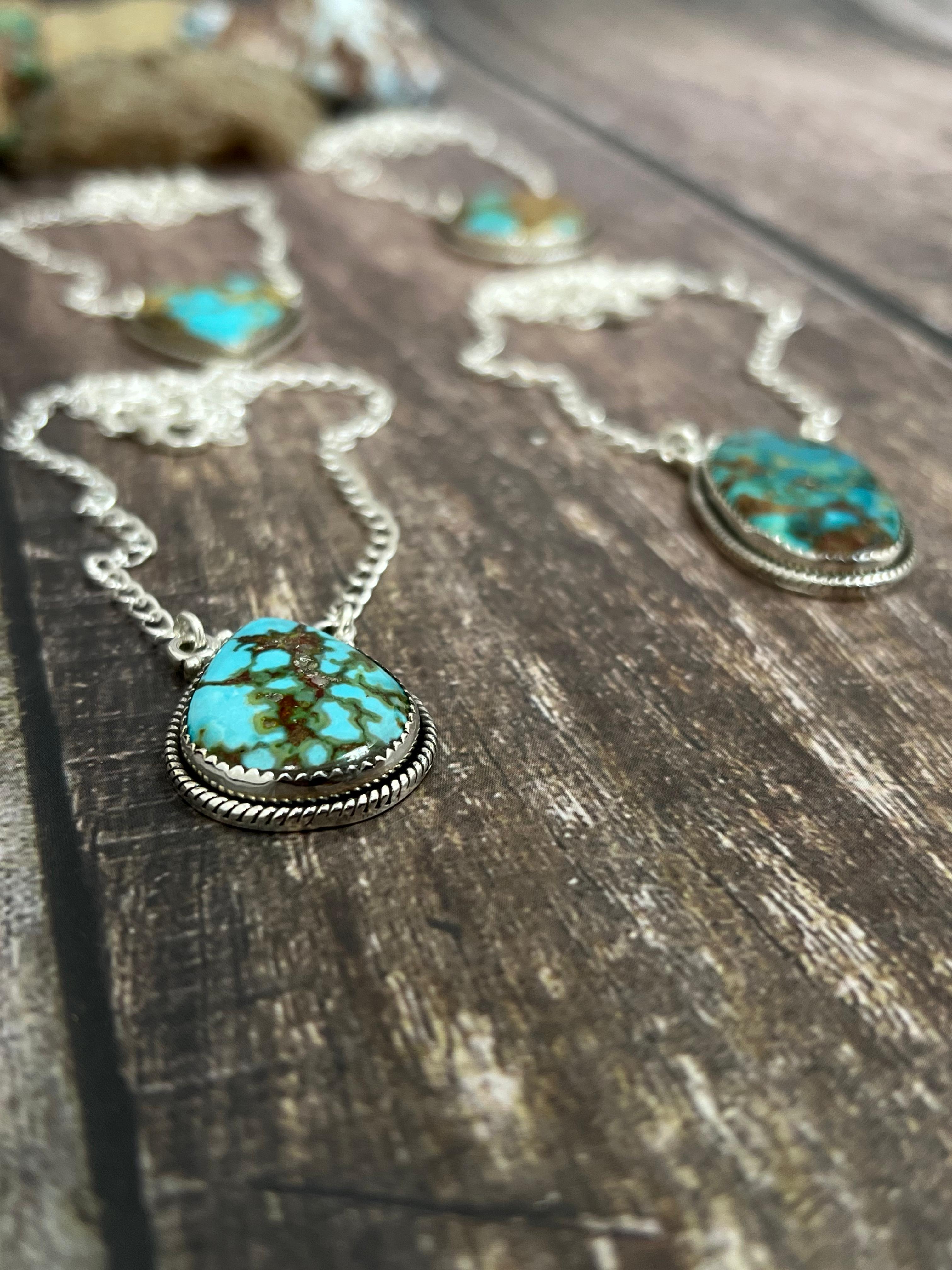 Handmade Sterling Silver Hardy Pit Necklace with Signed Nizhoni