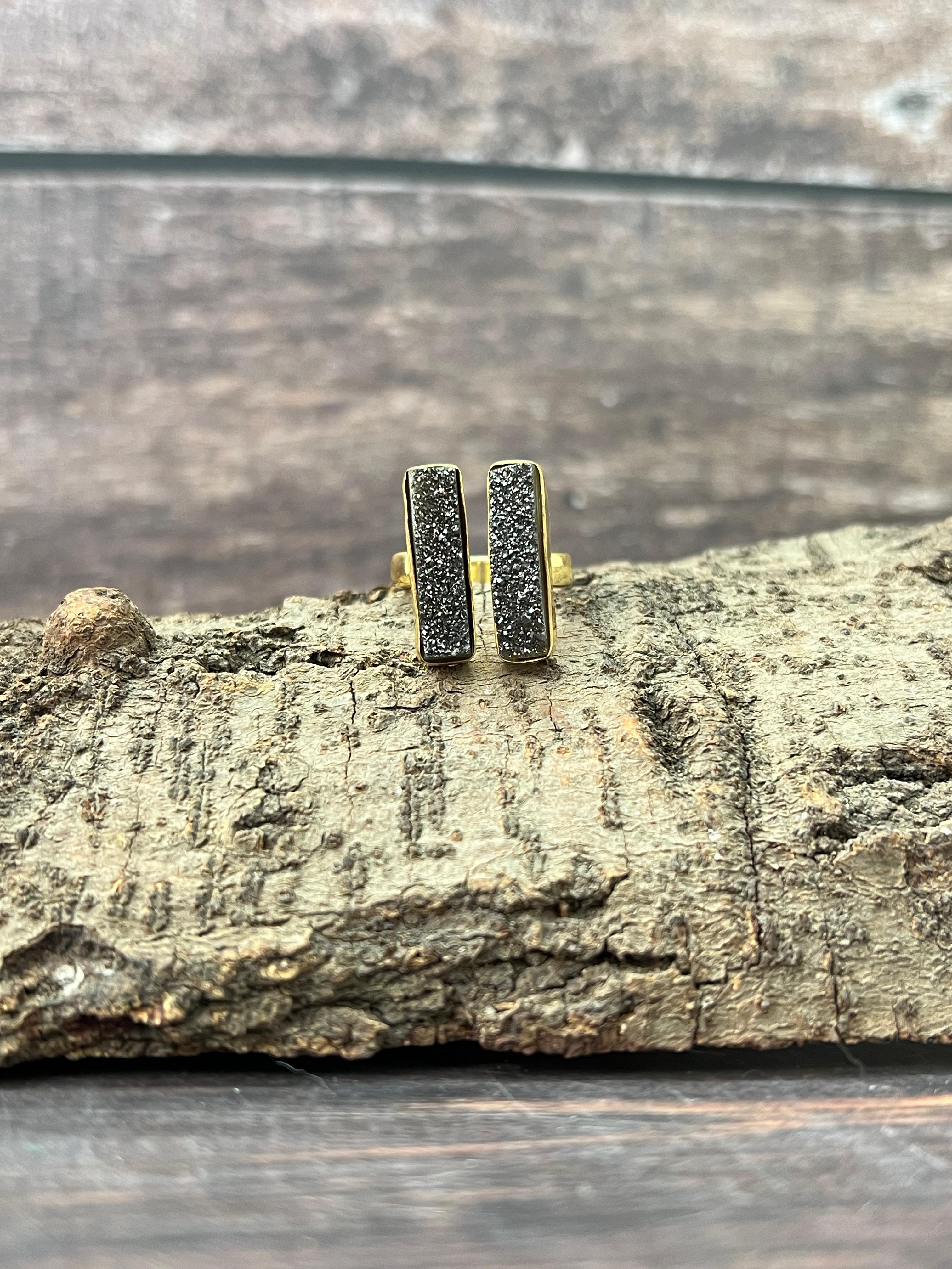“The Golden Collection” Natural Druzy Adjustable Ring