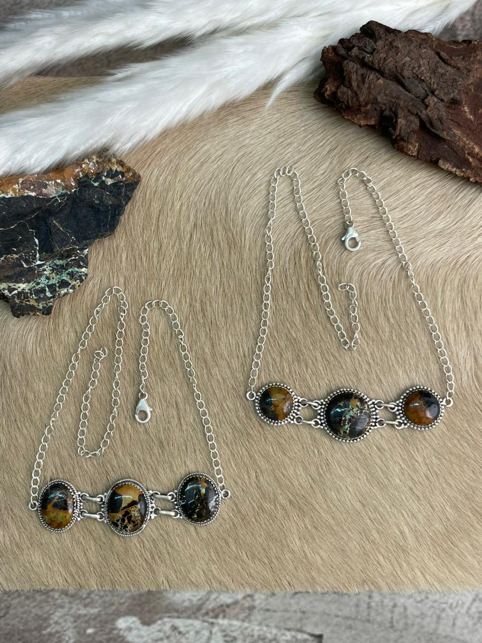 Handmade Sterling Silver Blackjack Turquoise Choker Necklace "Signed Nizhoni"