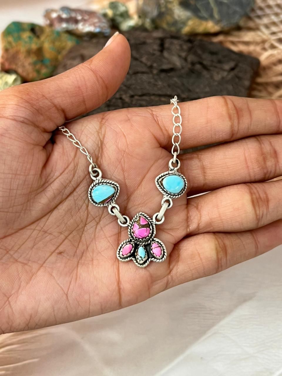 Handmade Sterling Silver Cotton Candy Necklace "Signed Nizhoni"