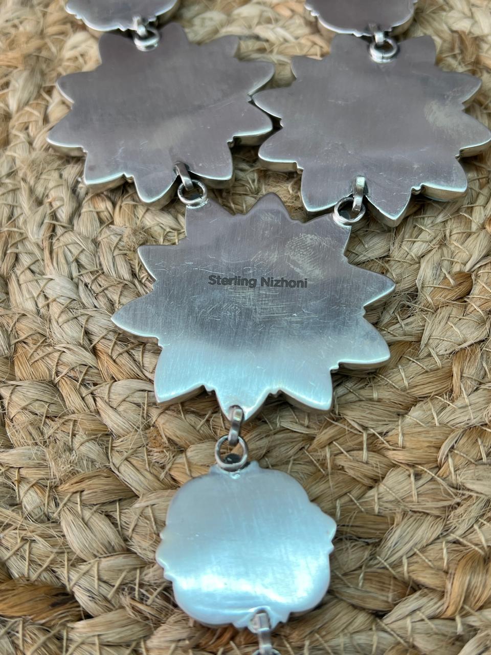 Handmade Sterling Silver Golden Hills with White Collection Necklace "Signed Nizhoni"