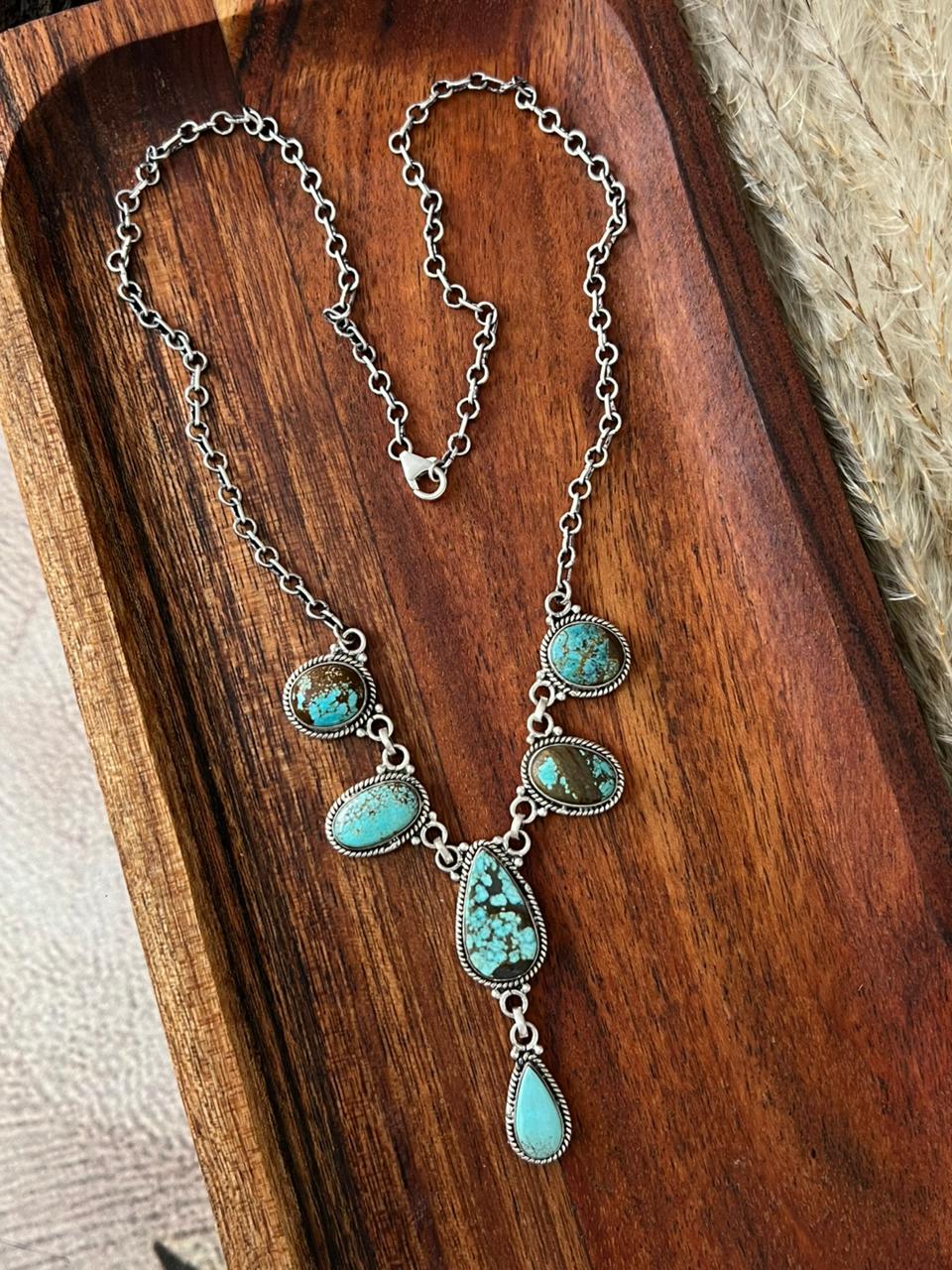 Handmade Sterling Silver Number 8 Turquoise Necklace "Signed Nizhoni"