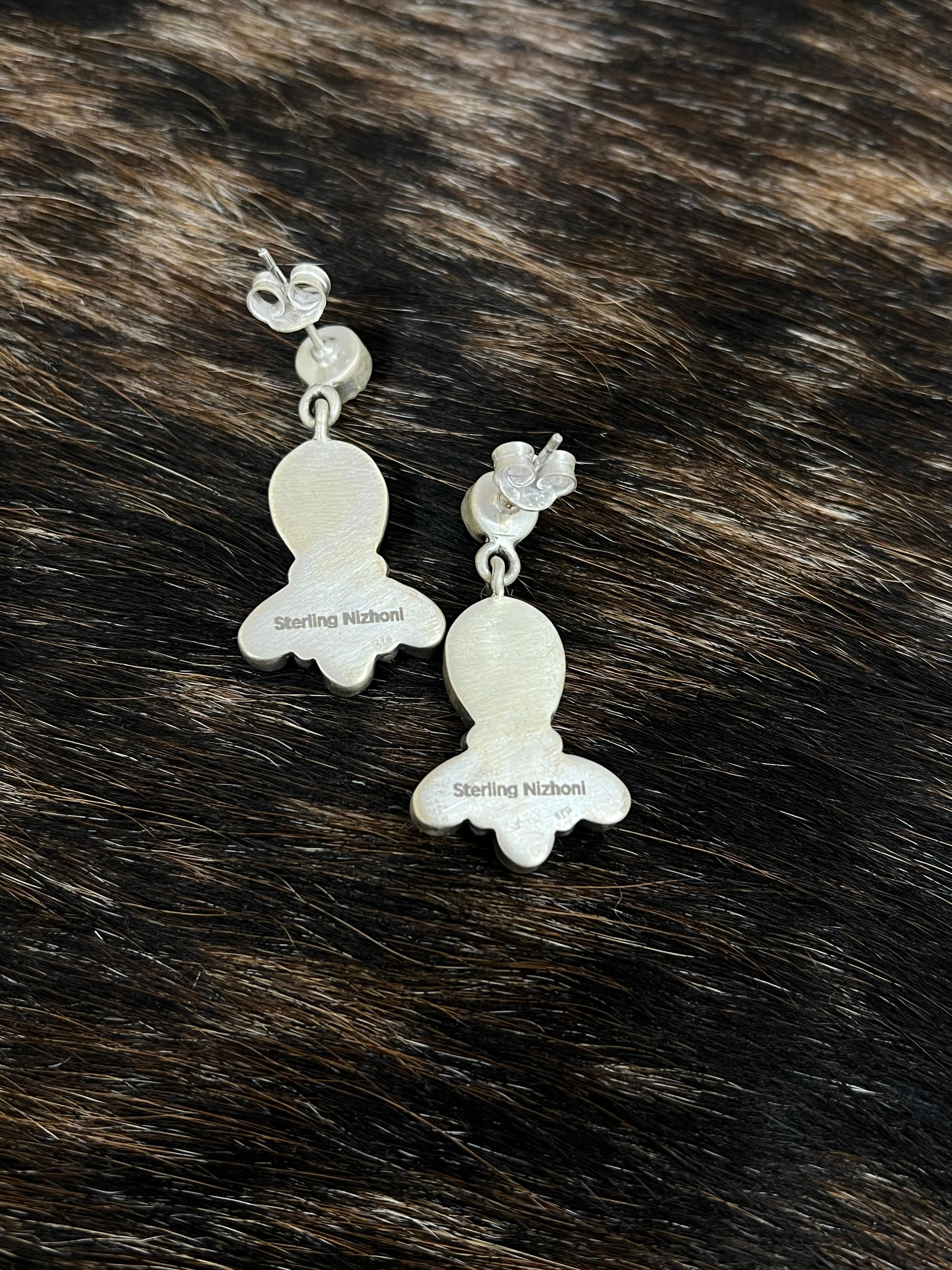 Handmade Sterling Silver Grape Dahlia With Honey Dahlia Post Studs with Signed Nizhoni